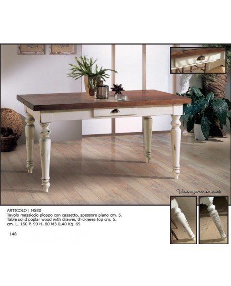 FIXED TISCH BICOLORE DRAWER MASSIVHOLZ HOLZ L 160 P 90 H 80