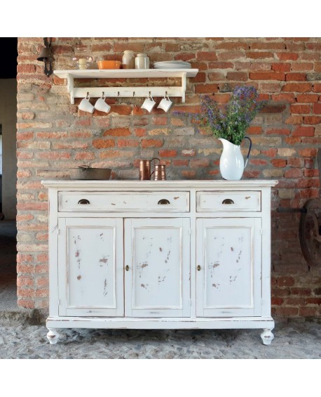 Credenza legno massello 3 ante shabby chic