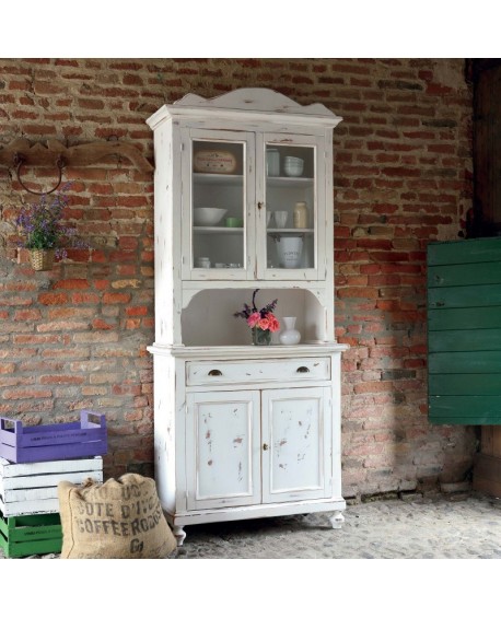 credenza base alzata vetrina legno massello