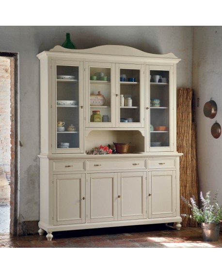 credenza base alzata vetrina legno massello