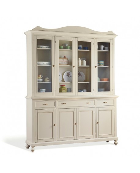 credenza base alzata vetrina legno massello