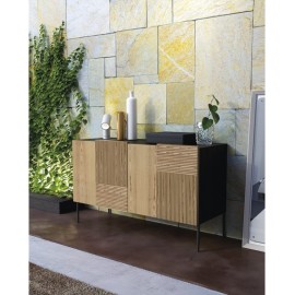 Credenza due ante in massello e listellare frassino