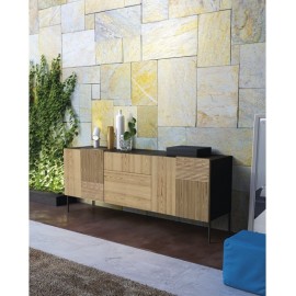 Credenza tre ante in massello e listellare frassino