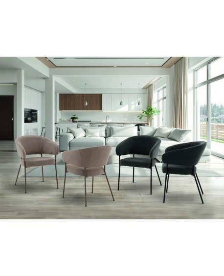 Sedia Imbottita in Tessuto colore Beige                                   L.60 H.82 P.60 HS.49