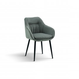 Sedia con braccioli Imbottita in Tessuto colore Grigio          L.65 H.83 P.64 HS.47