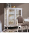 CABINET LAQUÉE VITRINE ARGENT LEAF