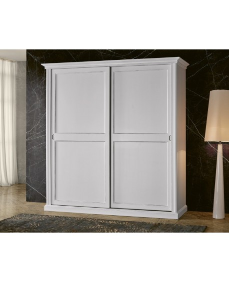 Armadio legno massello 2 ante scorrevoli con cassettiera altezza cm 239