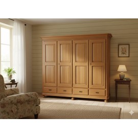 ARMADIO 4 ANTE 4 CASSETTI LEGNO MASSELLO L 243 P 63 H 217