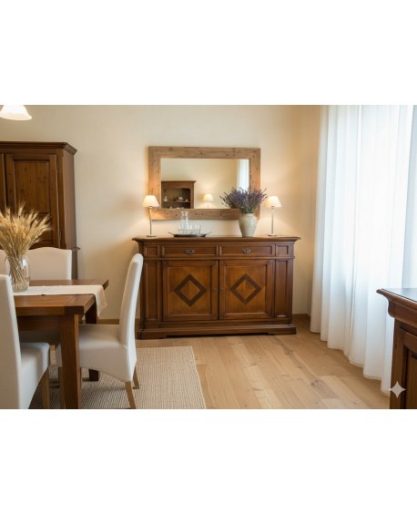 CABINET PLACARD STYLE BASSANO INCRUSTE bois massif L 178 P 52 H 112