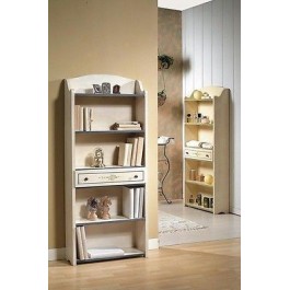 BIBLIOTHÈQUE DU BOIS Laqué blanc fil bleu