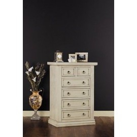 CHEST bemaltes Holz Antik-Elfenbein