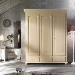 CABINET 3 PORTES EN BOIS CRÈME ET BLANC ANTIQUE PROVENZALE - COULEURS DIVERS