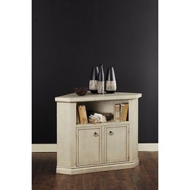 MADERA Banco móvil de la TV ESQUINA PINTADO ANTIGUO DE MARFIL