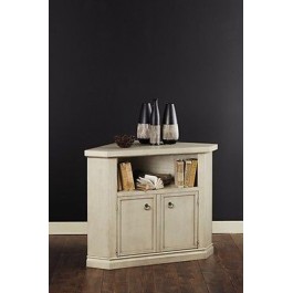 MADERA Banco móvil de la TV ESQUINA PINTADO ANTIGUO DE MARFIL