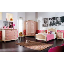 Dormitorio del bebé de madera lacada rosa del verde azul