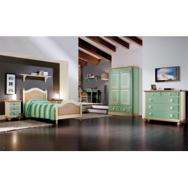 Dormitorio del bebé de madera lacada rosa del verde azul