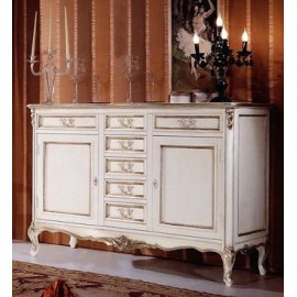 Schrank mit Schubladen LACKIERTE ANTIQUE SILVER LEAF