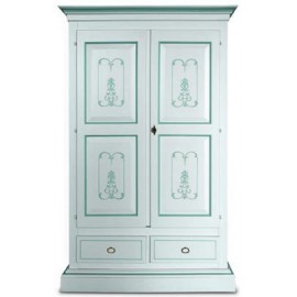 ARMADIO 2 ANTE LACCATO BIANCO LEGNO MASS. FILO AZZURRO
