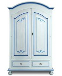 ARMADIO 2 ANTE LACCATO BIANCO LEGNO MASSELLO FILO BLU